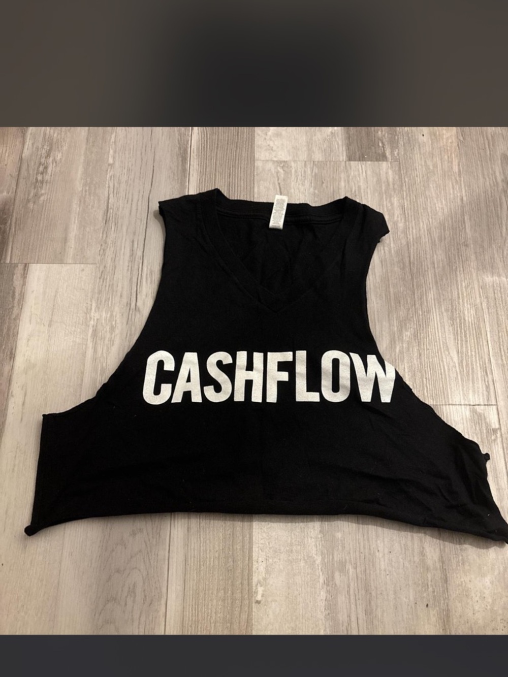 Bella Canvas Black Crop Tank with White CASHFLOW Print